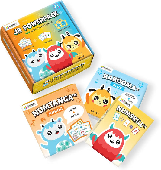 Kakooma JR PowerPack Math Games (Grades K-2) – Set of 3 Fun & Educational Card Games – Perfect for Home Learning, Fact Fluency & Enrichment