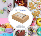 (15 Pack) Cake Boxes with Cake Boards INCLUDED – Easy-Assembly, 14 x 10 x 4 Inch, Dessert Boxes with Window, Stickers – Store & Sell Cakes, Cupcakes, Muffins, & Donuts in Bakery Boxes
