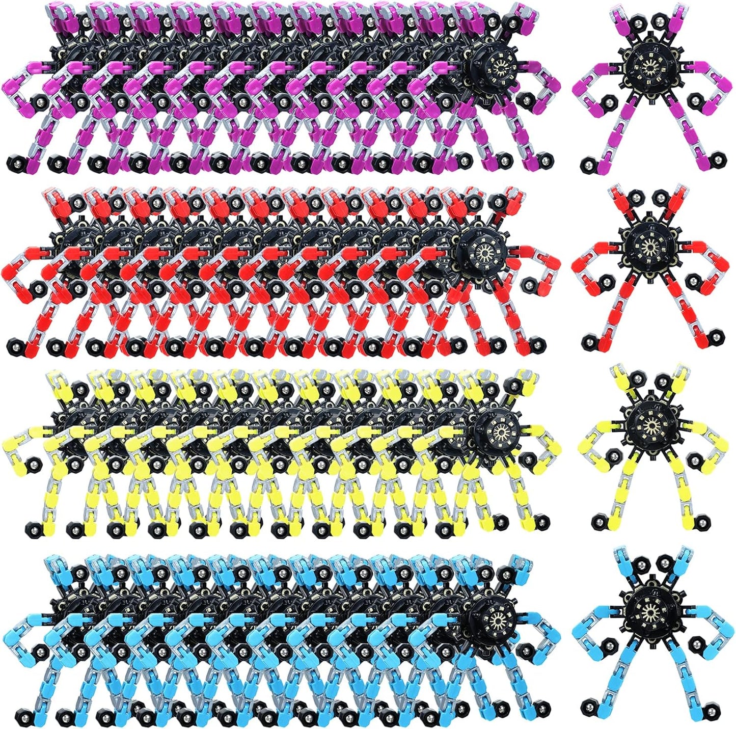 Zhanmai Transformable Fidget Spinners Fidget Toys for Kids and Adults Stress Relief Sensory Toys Transformable Chain Robot Fingertip Gyros for ADHD Autism for Kids Gifts(32 Pack)