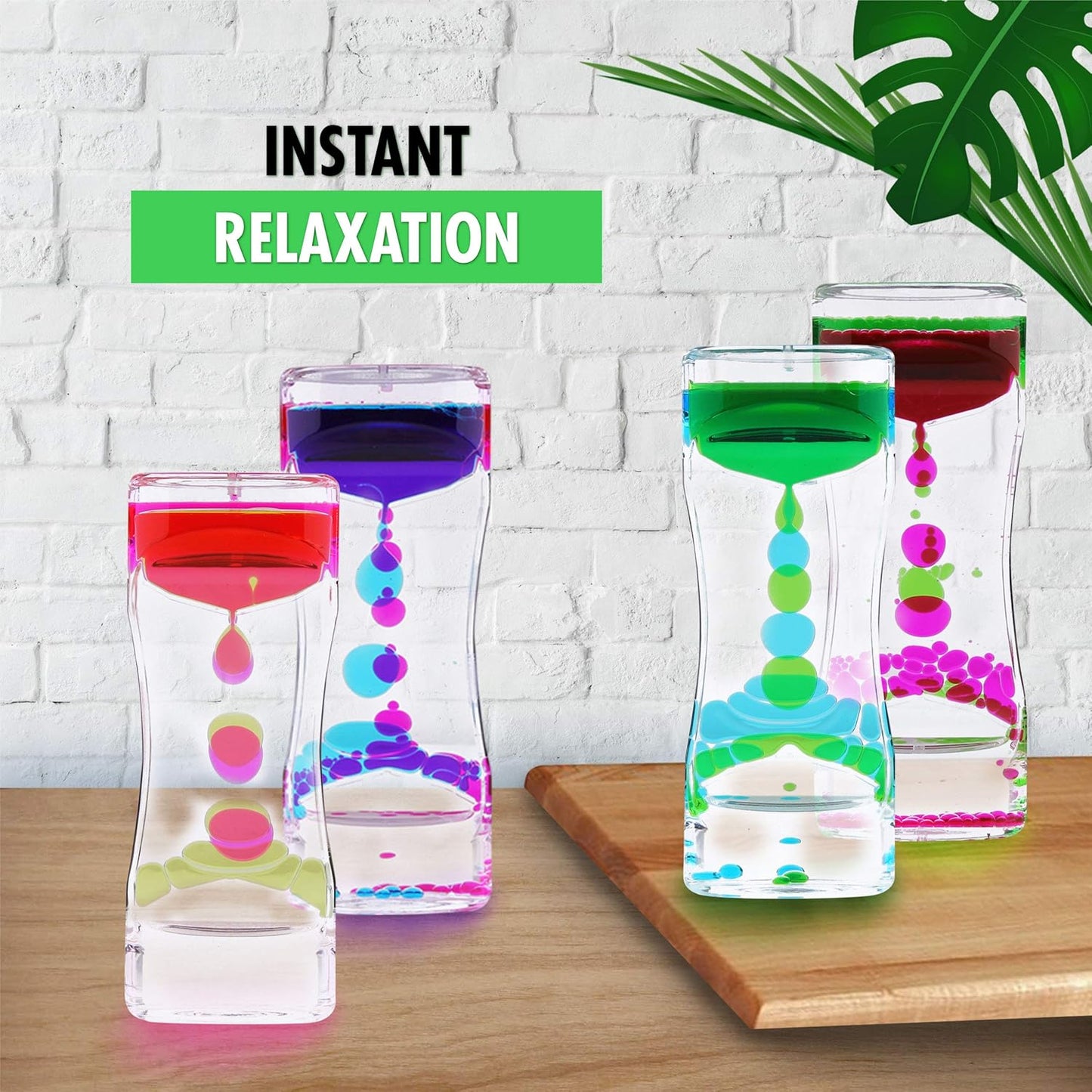 Liquid Motion Bubbler Sensory Toys – 2 Pc Set Bundle Stretchy String Fidget Toys Timer for Stress Relief and Anxiety Relief Great Water Oil Toy for ADHD Autism ADD Hyperactivity Relaxation figit Green