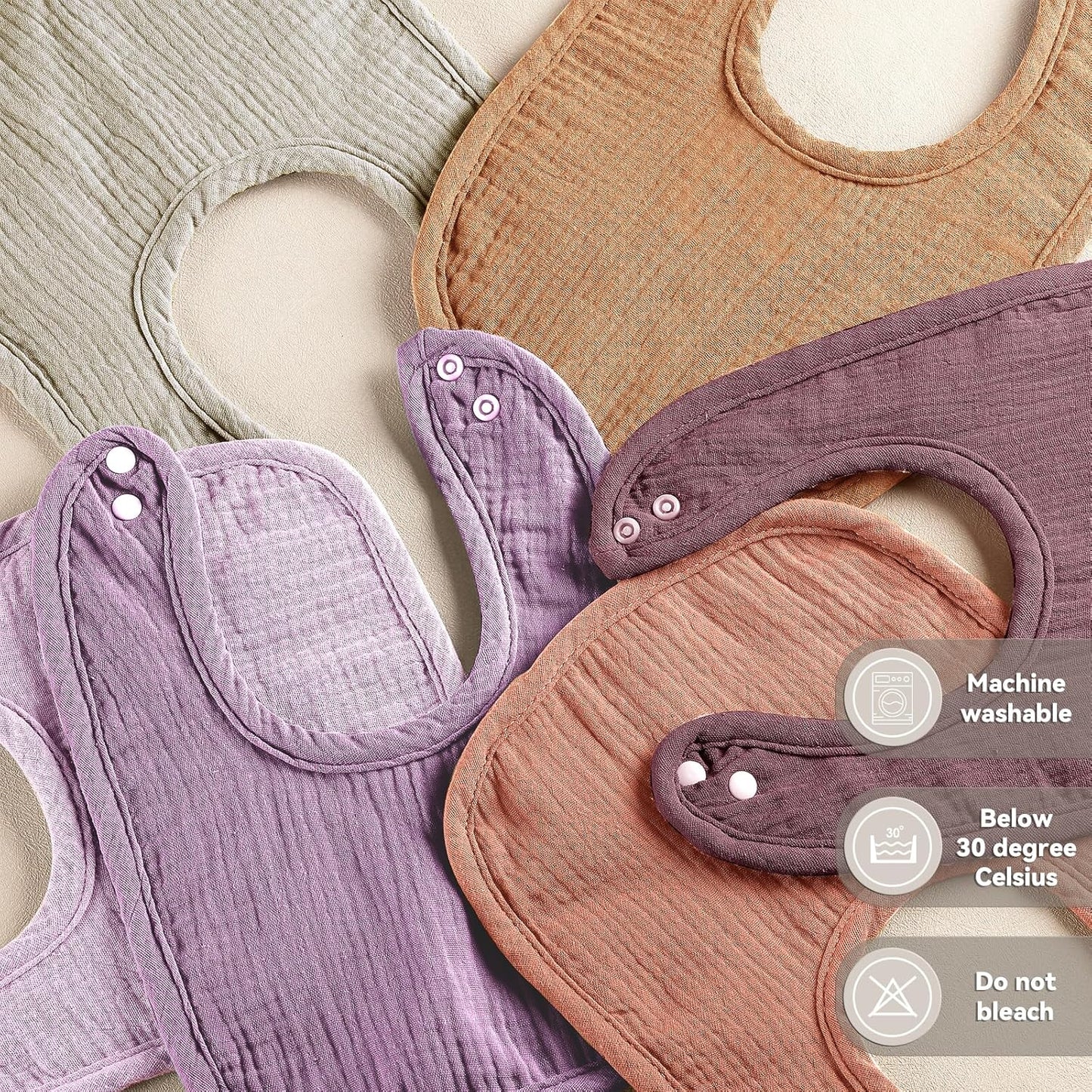 Muslin Baby Bibs for Unisex Boys Girls, Cotton Drool Bibs, Adjustable Newborn Bibs for Drooling and Teething