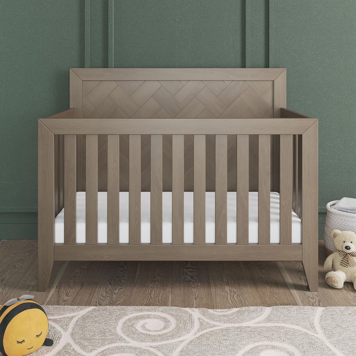 Child Craft Kieran 4-in-1 Convertible Crib, Baby Crib Converts to Day Bed, Toddler Bed and Full Size Bed, 3 Adjustable Mattress Positions, Non-Toxic, Baby Safe Finish (Crescent Gray)