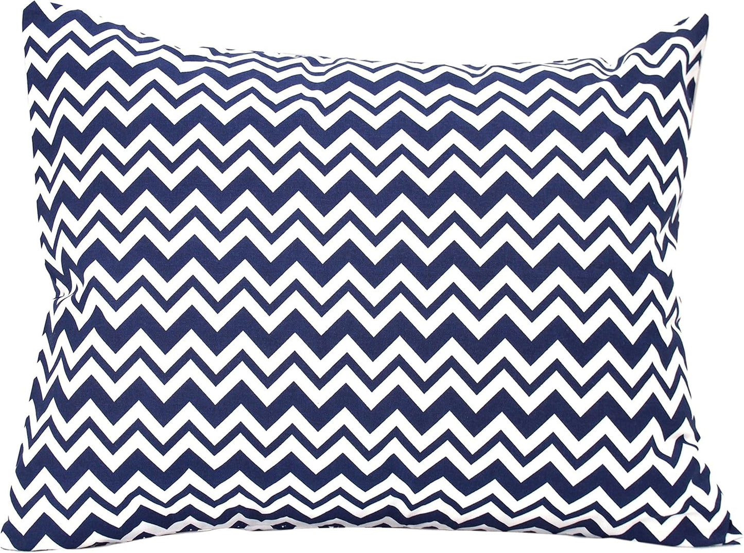 Cotton Toddler Pillowcase 13 x 18 - Baby Travel Pillow Case Cover, Kids Pillowcase, Soft & Breathable Toddler Pillow Protector - Navy Blue Chevron