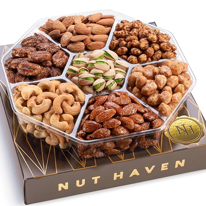 Thanksgiving Nuts Gift Basket - Assortment of Sweet & Roasted Salted Gourmet Nuts - Assorted Food Gift Box for Christmas, Holiday, Family, Sympathy, Men & Women.