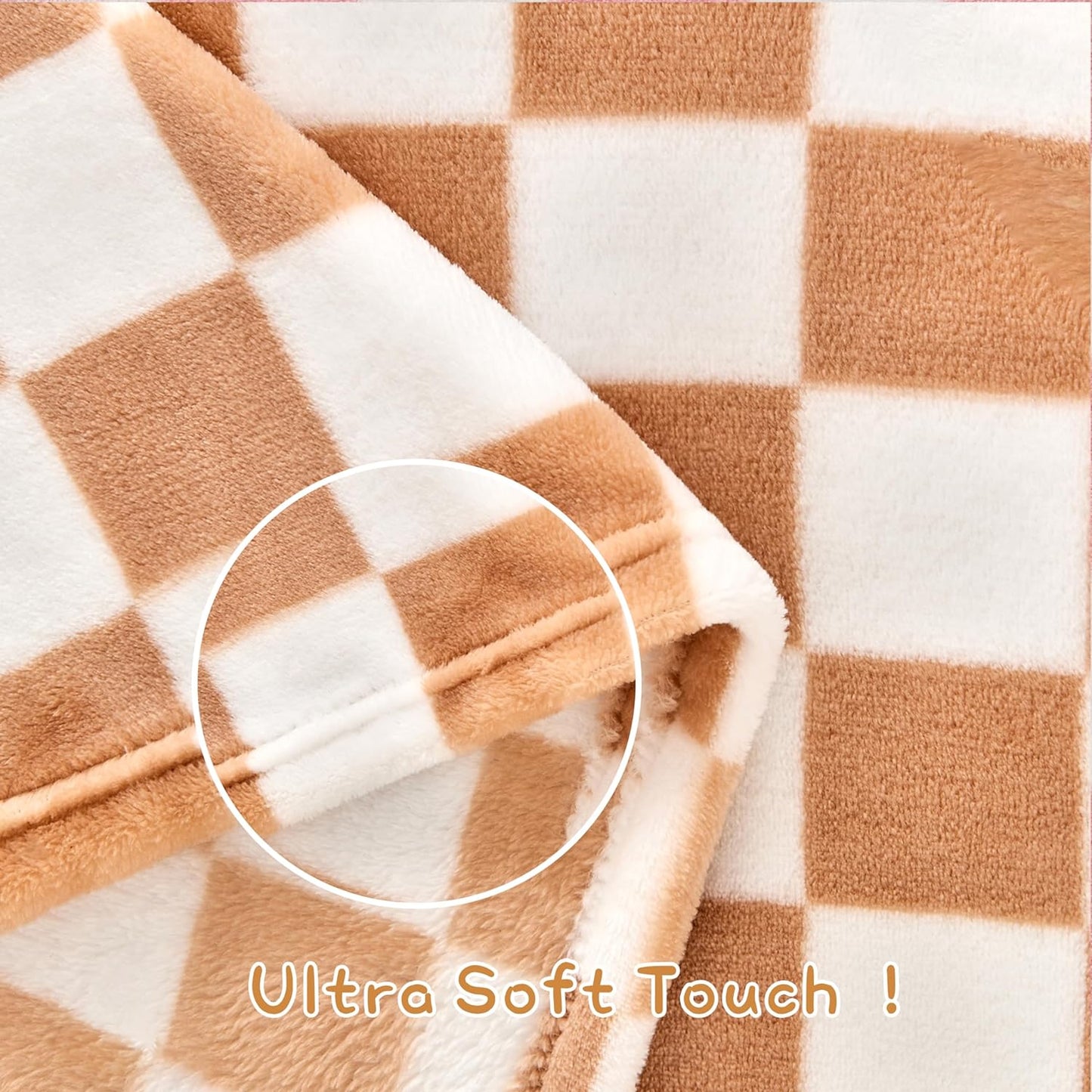 Yurhap Checkered Baby Blanket Fleece Baby Blankets Neutral for Boys Girls, Super Soft Warm Lightweight Infant Toddler Newborn Receiving Blankets for Crib Stroller, 30''x40'', Khaki