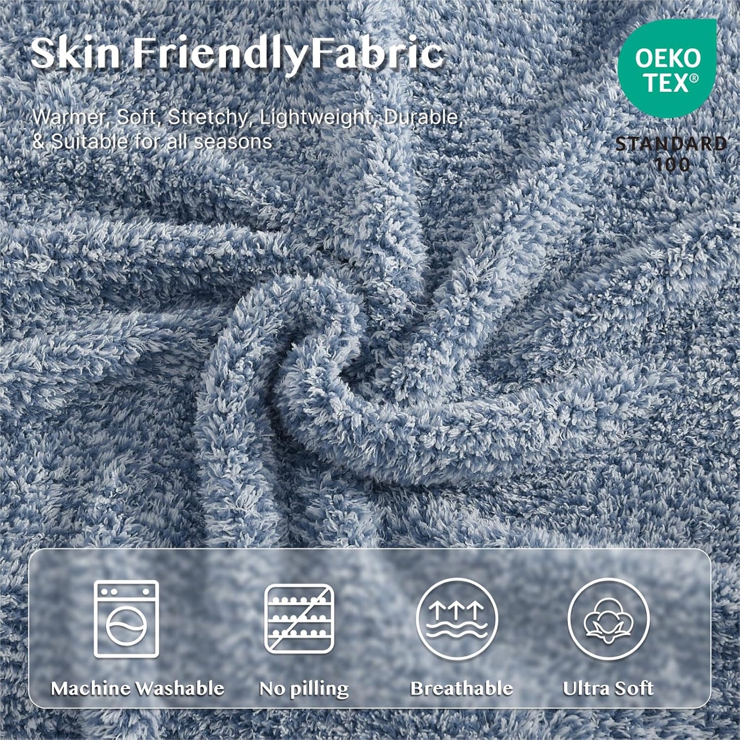 WRENSONGE Throw Blanket Cationic Dyeing Blue Soft Cozy Fluffy Warm Hand Made Weave Throw Blankets for Couch, Sofa, Chair, Bed, Camping, Picnic, Travel Lightweight Bed Blanket - 60"*80"