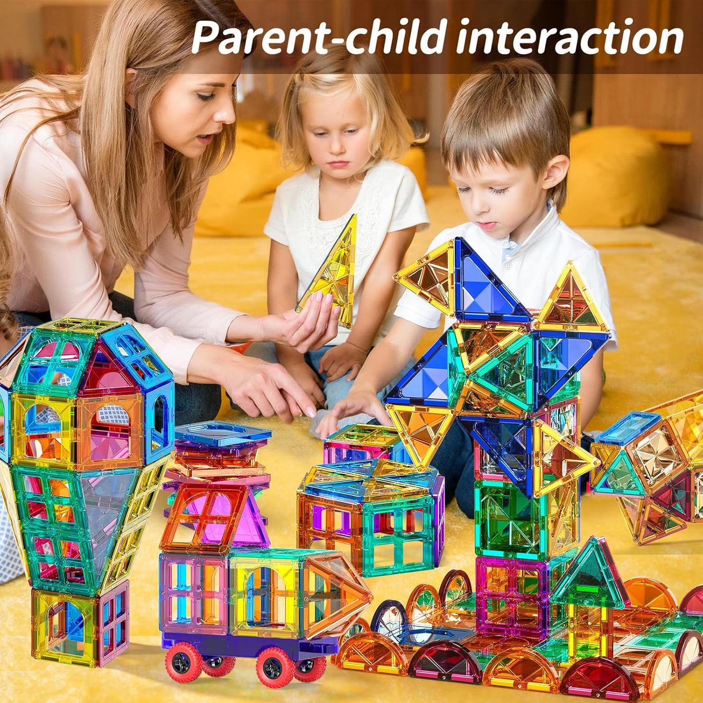 TEMI Magnetic Tiles,Building Blocks, Magnets Building Set, Learning & Education Toys Christmas Toy Gift for Ages 3 4 5 6 7 8+ Year Old Toddler Kids Boys and Girls (Magnetic Tiles-180pcs)