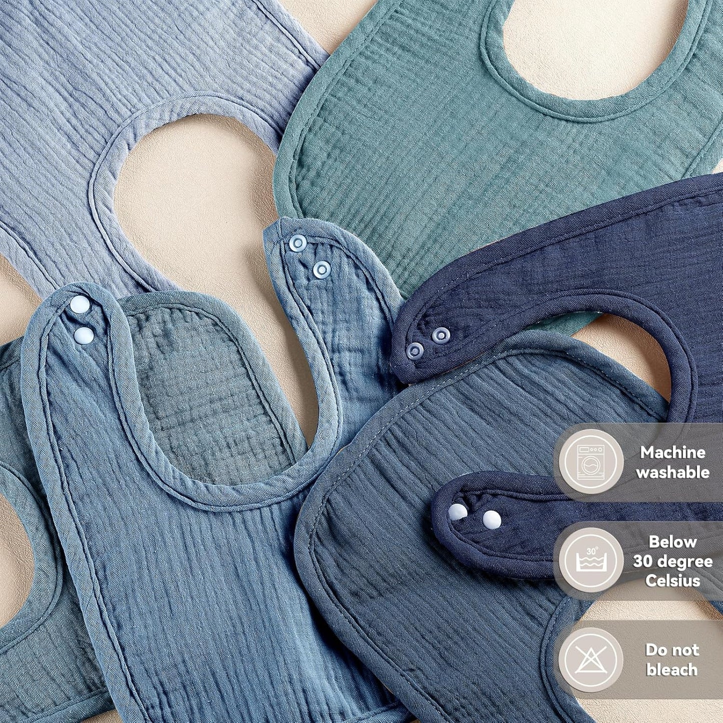 Muslin Baby Bibs for Unisex Boys Girls, Cotton Drool Bibs, Adjustable Newborn Bibs for Drooling and Teething