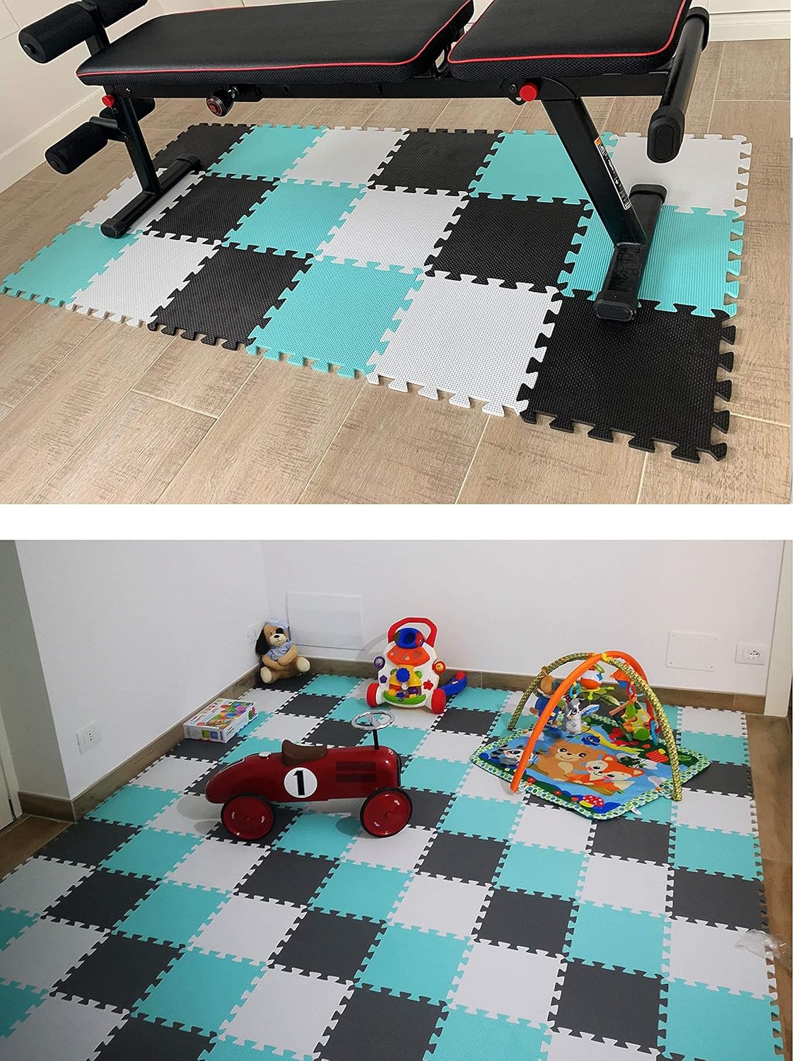 MQIAOHAM® 25 Pieces Puzzle Play Mats, Soft Baby Play Mat, Kids Interlocking Foam Floor Tiles, Toddlers Carpet Playmats G301025-101103112