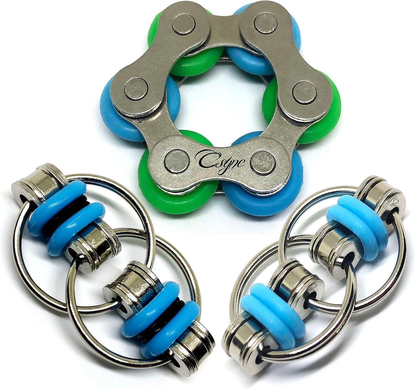 Fidget Toys Roller Chain - Stress Relief Perfect for ADHD, ADD, Anxiety in Classroom, Office, School, Work for Students, Teens, Adults Stocking Stuffers Gifts (9 Piece)