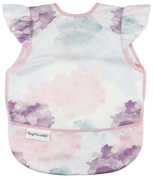 Tiny Twinkle Mess Proof Baby Bib - Waterproof & Lightweight Baby-Led Weaning Apron | 100% Recycled Polyester, Easy Clean & Machine Washable (Cotton Candy, Small 6-24 Months)
