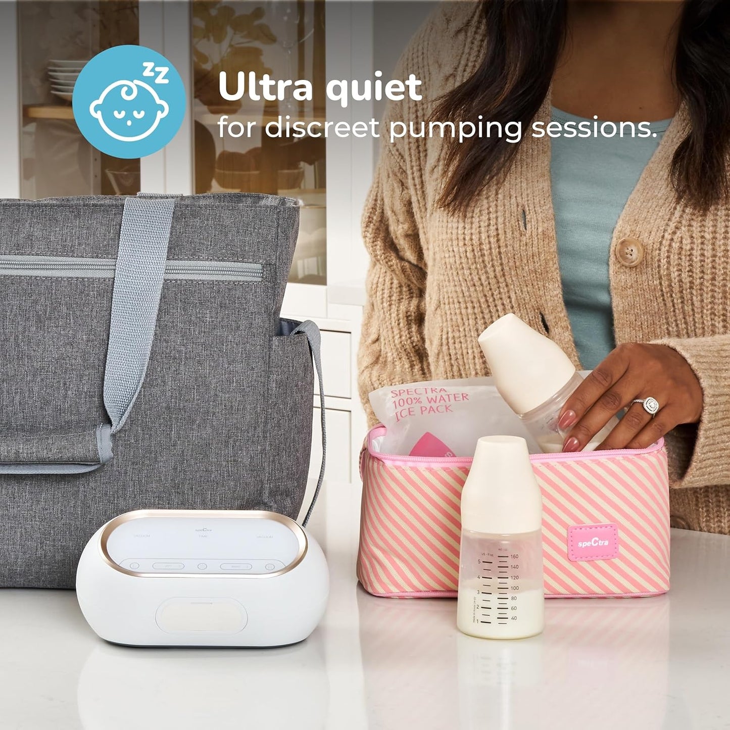 Spectra - Synergy Gold Portable - Dual Adjustable Electric Breast Milk Pump with Tote Bag, Breast Milk Bottles and Cooler for Baby Feeding