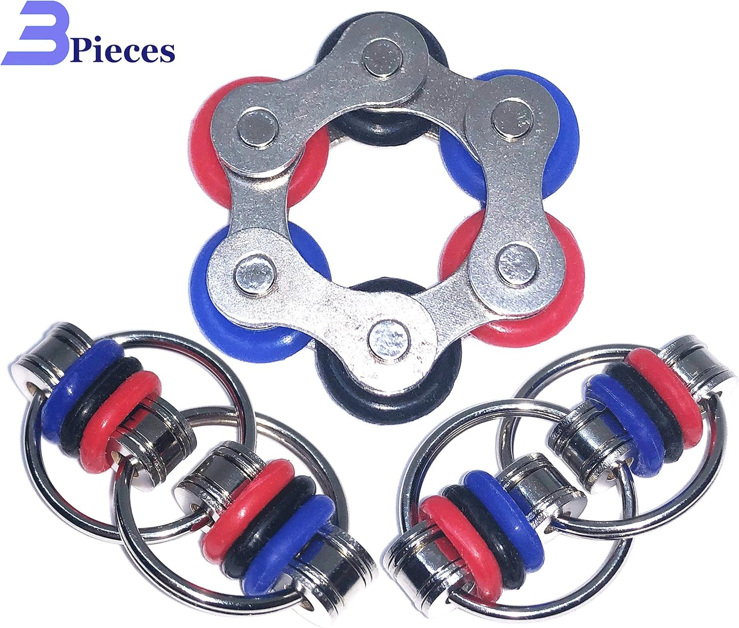 Fidget Toys Roller Chain - Stress Relief Perfect for ADHD, ADD, Anxiety in Classroom, Office, School, Work for Students, Teens, Adults Stocking Stuffers Gifts (3 Piece Style 1)