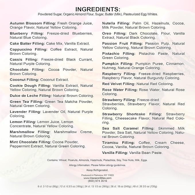 Macaron - Blueberry French Macaron Cookies Gift Box - 24 Count