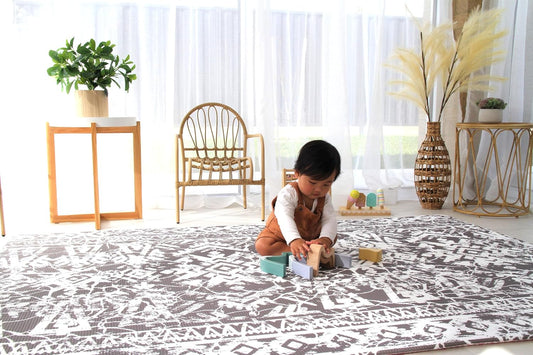 Cushmat Stylish Reversible Foam Play Mat (Large, Explorer - Ash Rose) - Soft, Waterproof, Durable Play mat for Infants, Babies, Toddler, Kids & Grownup - 6.5ft x 4.5ft