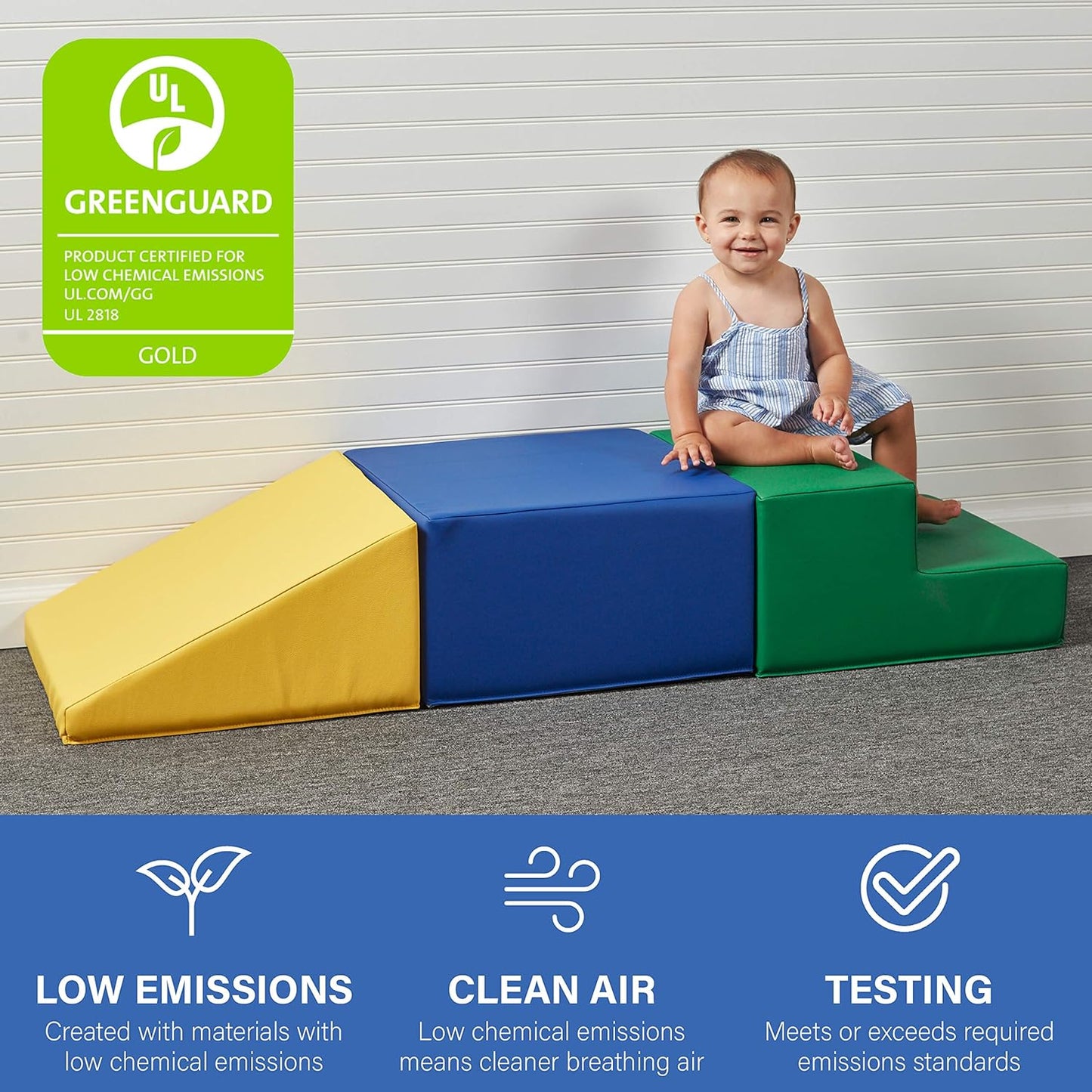 Factory Direct Partners - 11618-LMRS SoftScape Toddler Playtime Climber, Indoor Active Play Structure for Toddlers and Kids, Safe Soft Foam for Crawling and Sliding (3-Piece Set) - Lime/Raspberry