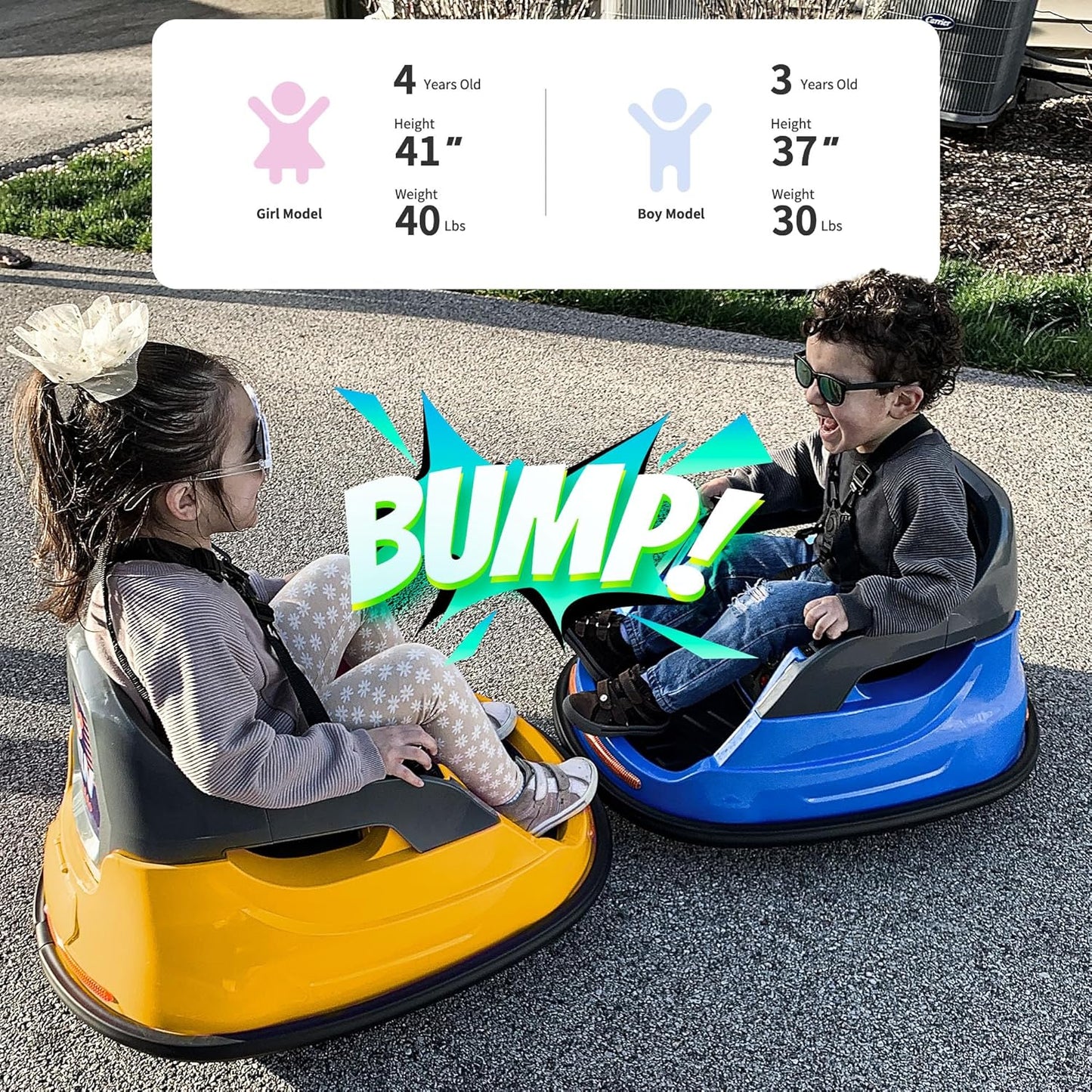 Baby Bumper Car, 6V Electric Kids Bumper Car for Toddlers with Remote Control, Bluetooth - Yellow