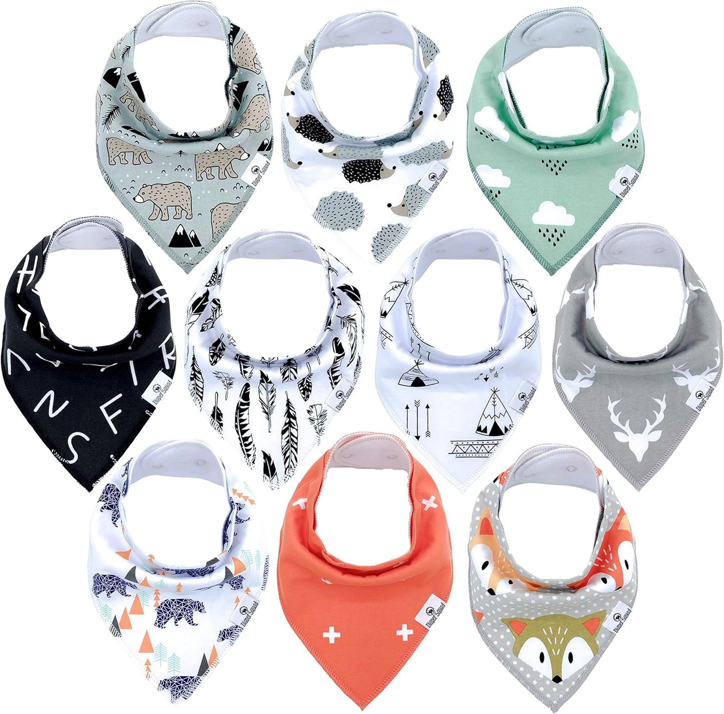 DiaperSquad's Baby Bibs for Drooling and Teething, Bibs for Boys, Baby Girl - Solid Cotton Baby Drool Bibs