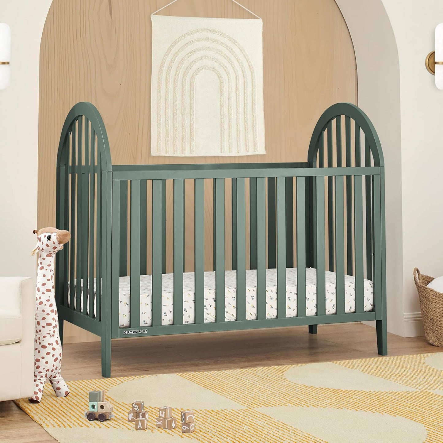 Delta Children Milano 4-in-1 Convertible Crib - Greenguard Gold Certified, Grassy Glen