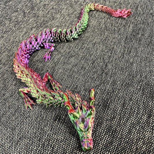 3D Printed Dragon Fidget Toy, 18in Surprise Mystery Dragon, Crystal Dragon Fidget Toy, Articulated Pye Dragon Fish/Display Cabinet/Home/Office Desktop Decor (Laser Neon)