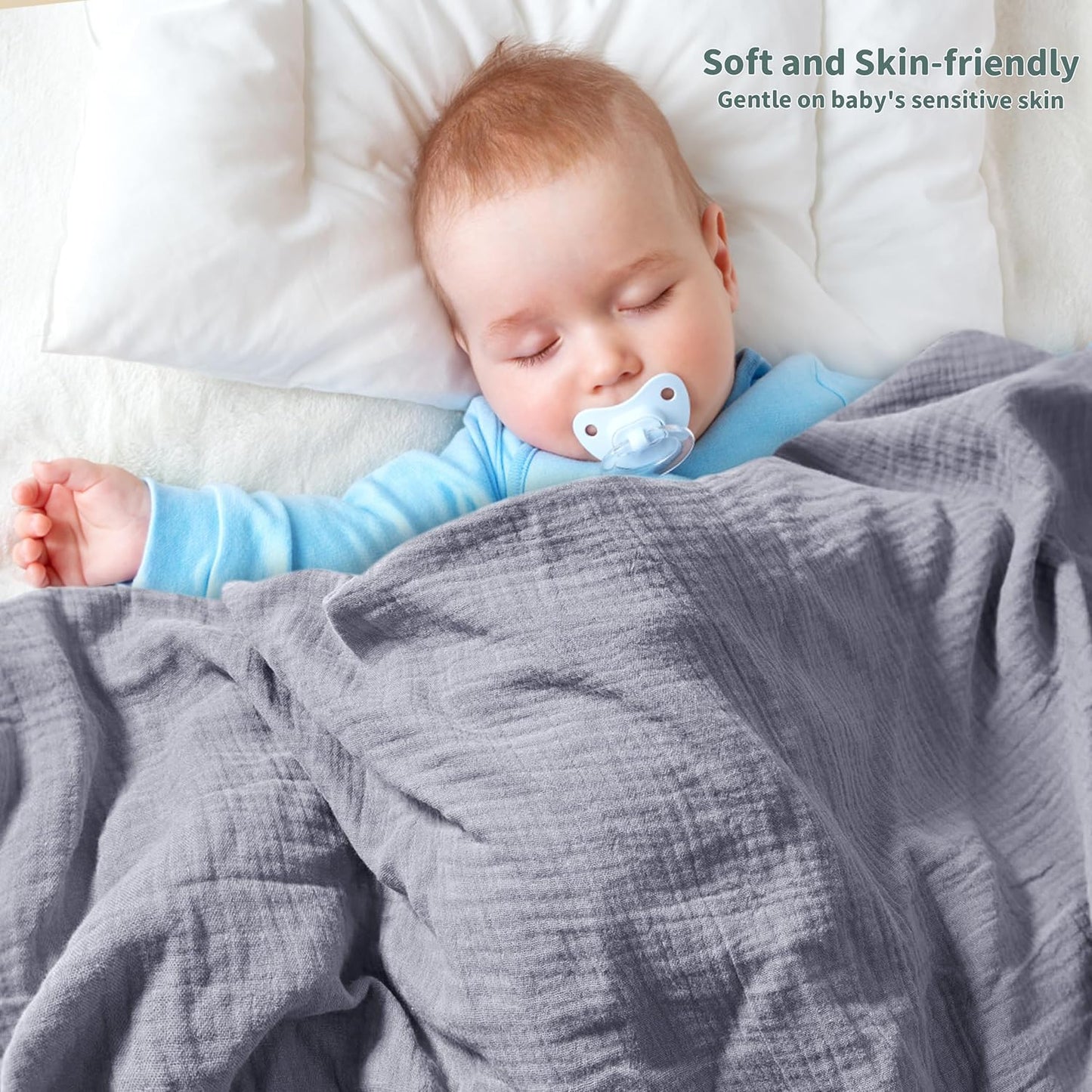 Muslin Swaddle Blankets for Newborn, 2 Pack Breathable Soft Receiving Blanket, Large 41 x 41 inches Swaddle Wrap Burping Clothes, Essentials Infant Shower Items. (Gray & Green)