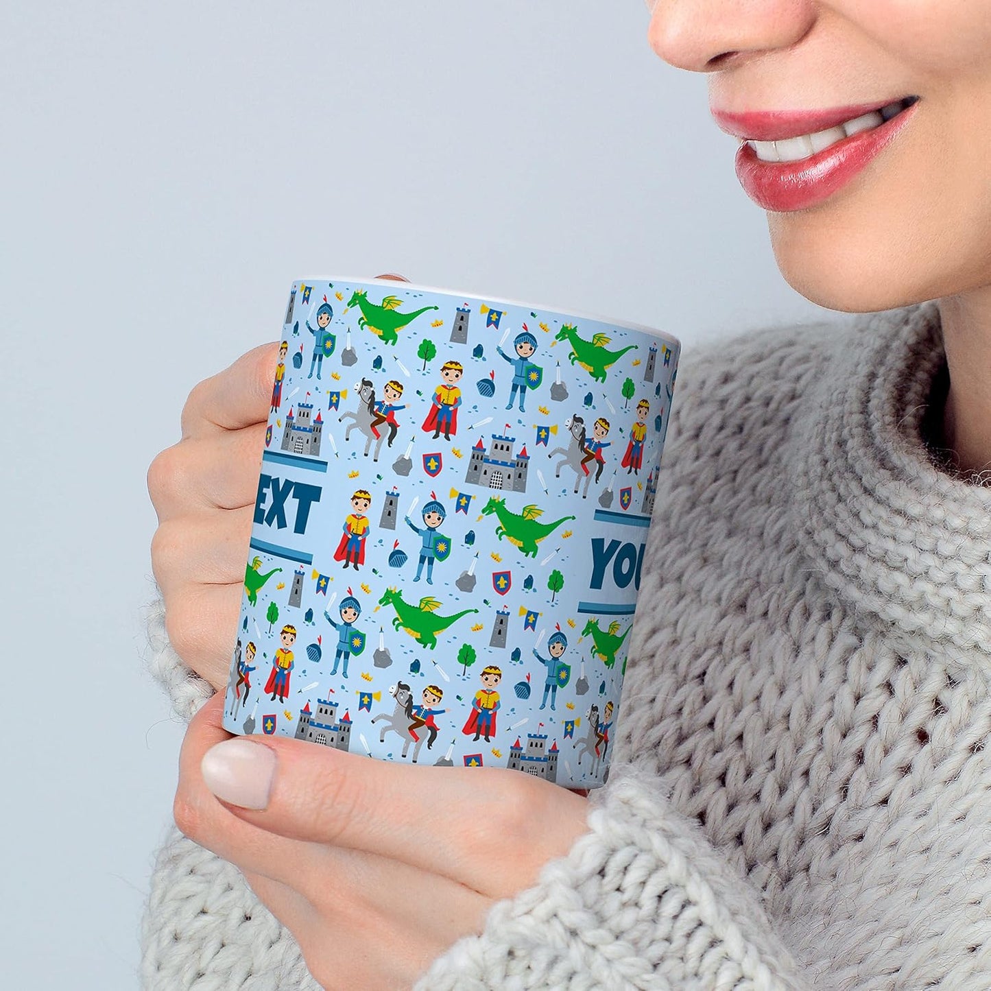 Personalized Mug for Kids - Princes - Custom Name/Text, Ceramic Hot Chocolate/Cocoa/Coffee Cup for Boys, Birthday/Christmas/Holiday Gift - 15 oz, Navy Blue Handle