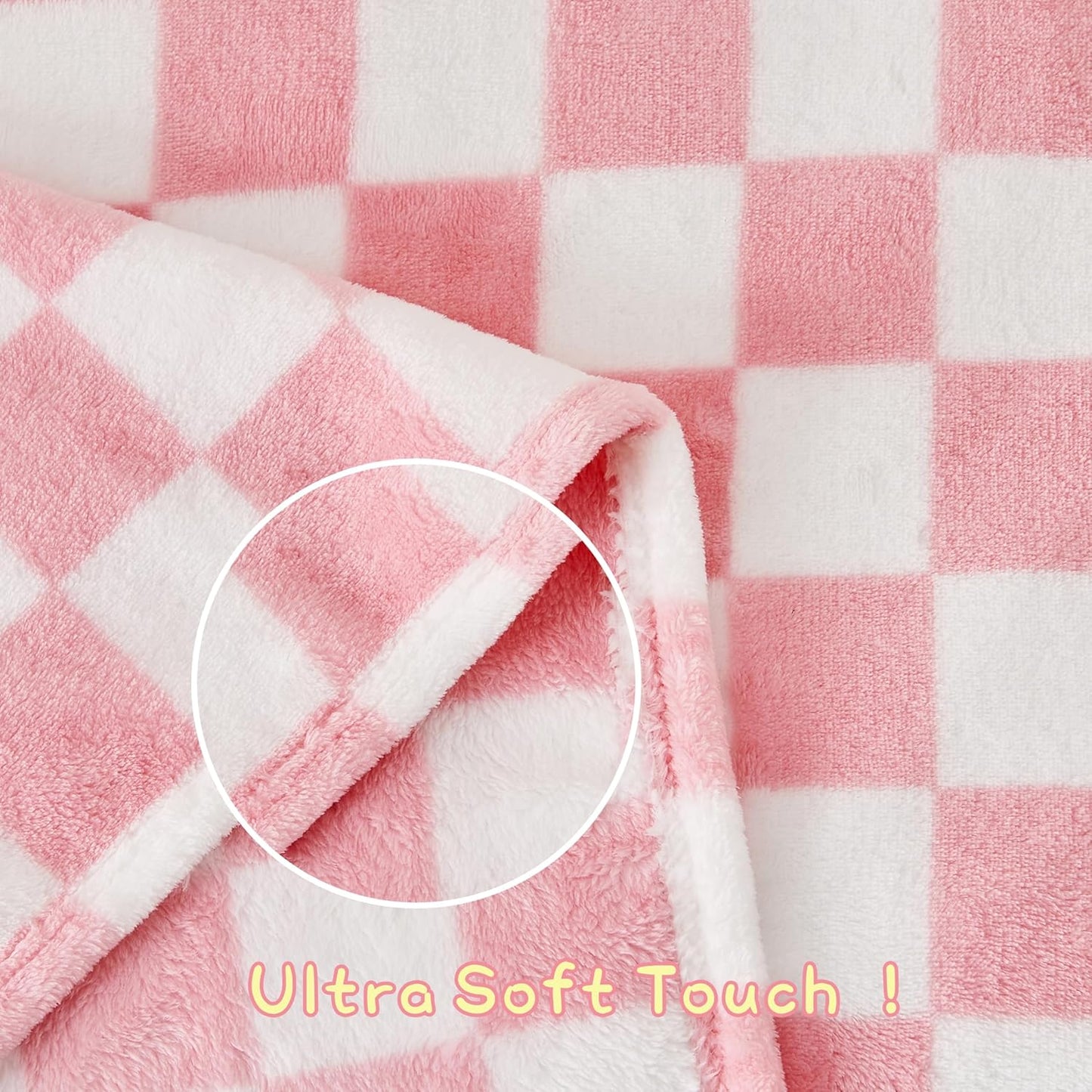 Yurhap Checkered Baby Blanket for Girls Pink Fleece Baby Blankets for Girls Boys, Warmer Comfort Lightweight Bed Blanket for Toddlers Infants or Newborn, 30''x40'', Pink