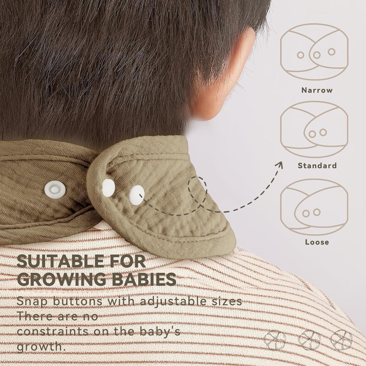 Muslin Baby Bibs for Unisex Boys Girls, Cotton Drool Bibs, Adjustable Newborn Bibs for Drooling and Teething