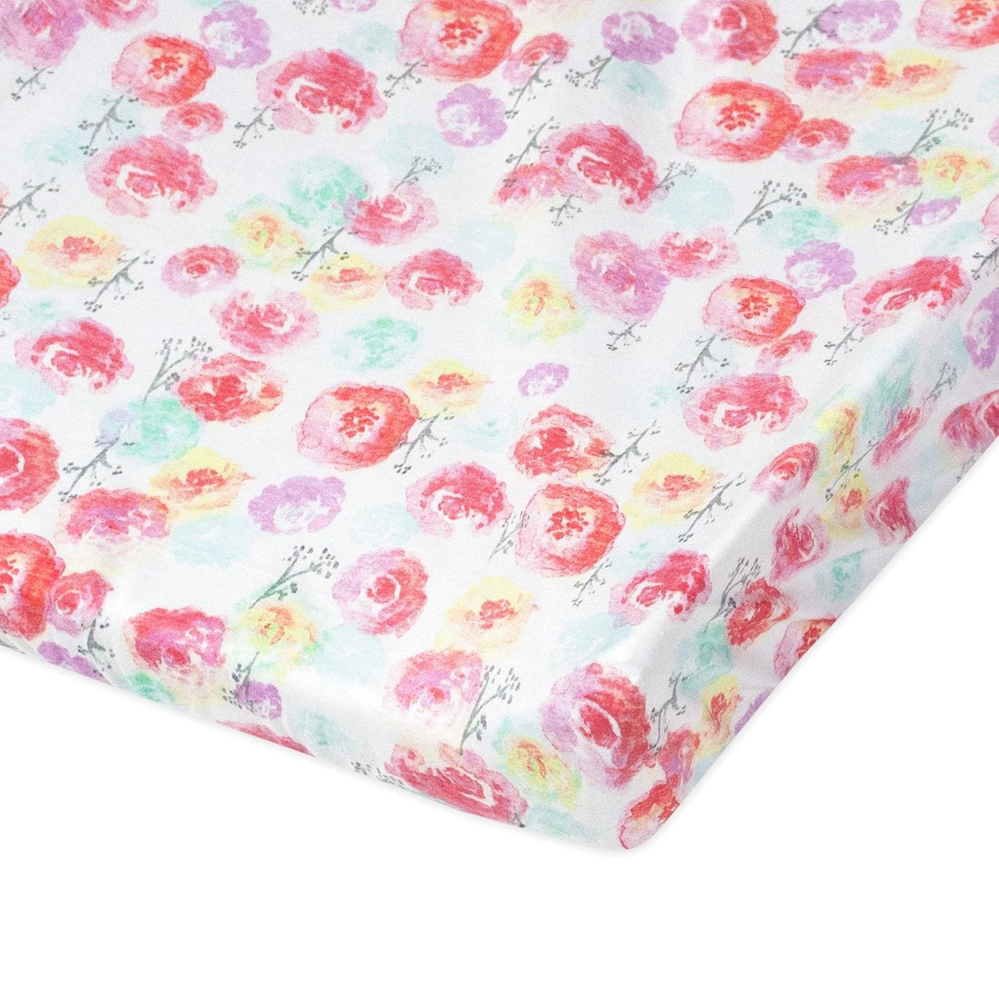 HonestBaby Girls Organic Cotton Changing Pad Cover, Rose Blossom, One Size