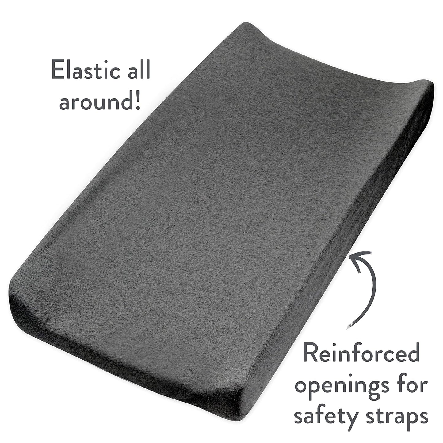 HonestBaby Boys Organic Cotton Changing Pad Cover, Gray Charcoal, One Size