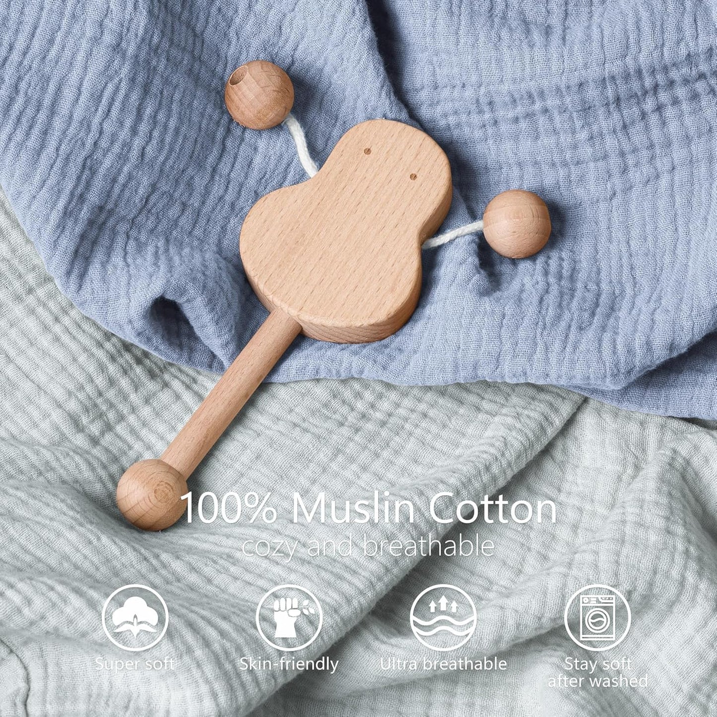 Bearmoss Changing Pad Cover, 2 Pack Muslin [100% Cotton] Diaper Changing Table Covers, 32'' x 16'' Soft Breathable Changing Pad Sheets for Unisex Baby Girls and Boys with Strap Holes (Mint Gum)