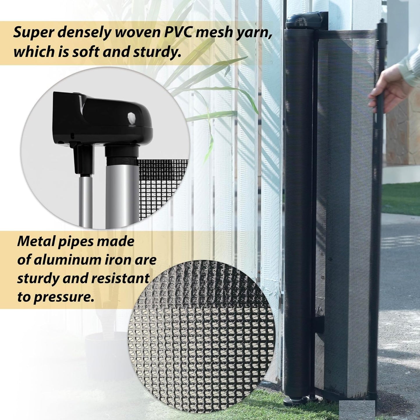 200" Retractable Baby Gates Extra Wide for Large Opening, 41" Extra Tall Retractable Dog Gate Pet Gates, Long Child Safety Mesh Gate with Fiberglass Rods for Stairs, Doorways, Hallways, Indoor/Outdoor