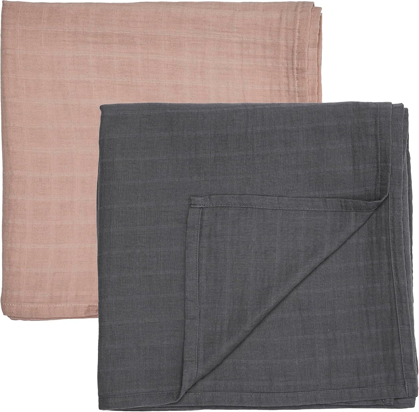 Swaddle - 100% Organic Cotton - Muslin Swaddle Blankets for Newborn, 47" x 47" 2-Pack (Blush/Soft Grey)