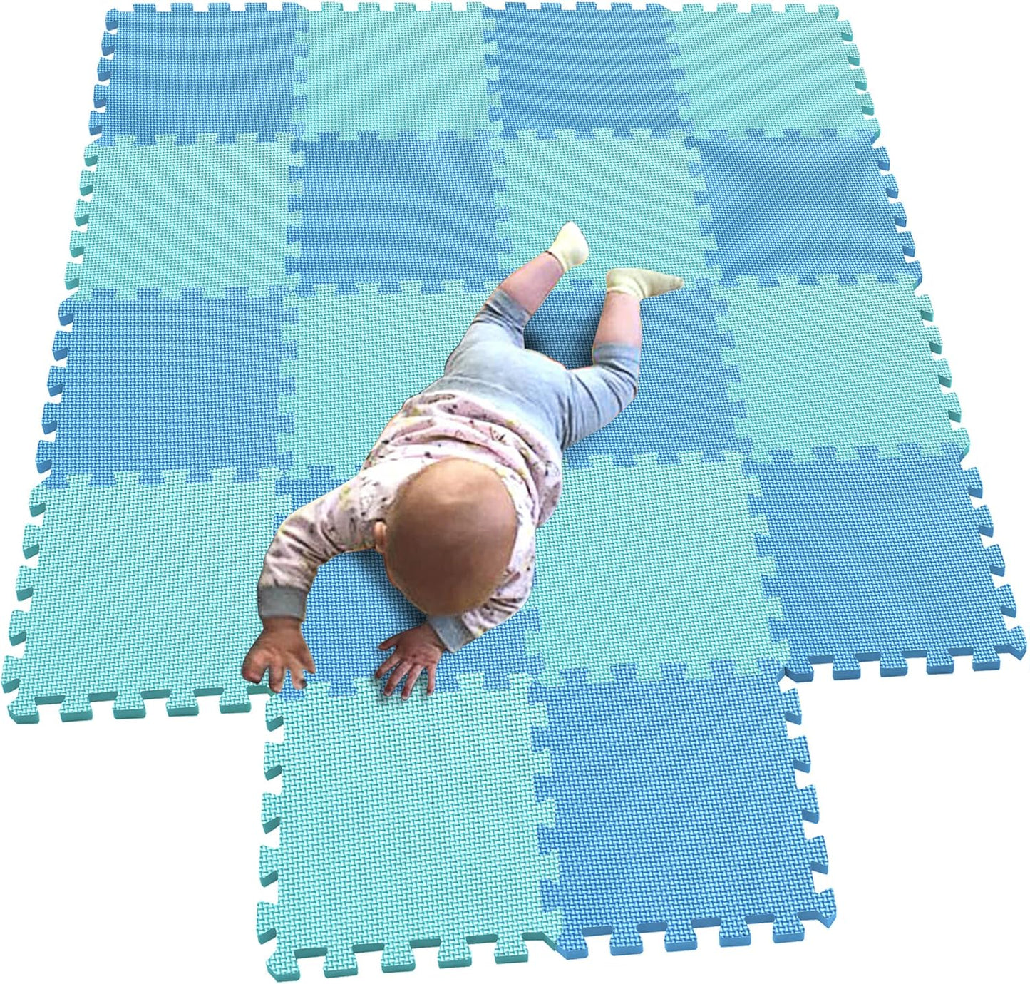 MQIAOHAM® 18 Pieces Puzzle Play Mats, Soft Baby Play Mat, Kids Interlocking Foam Floor Tiles, Toddlers Carpet Playmats G301018-107108
