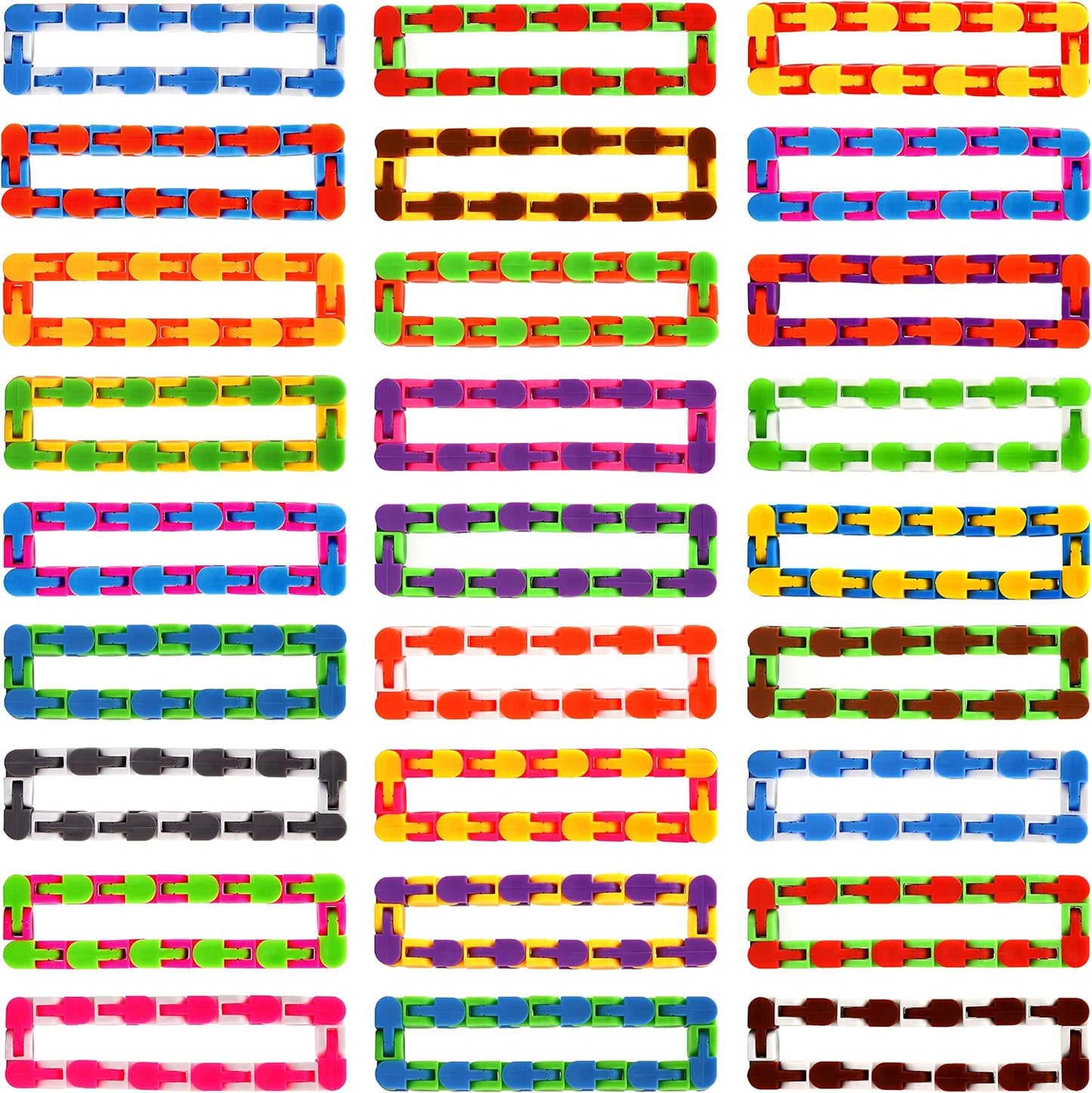 68 Pack 24 Links Wacky Tracks Snap and Click Fidget Toys,Fidget Snake Toy for Party Favors,Plastic Chains Finger Sensory Toys,Stress Relief Toys for Kids