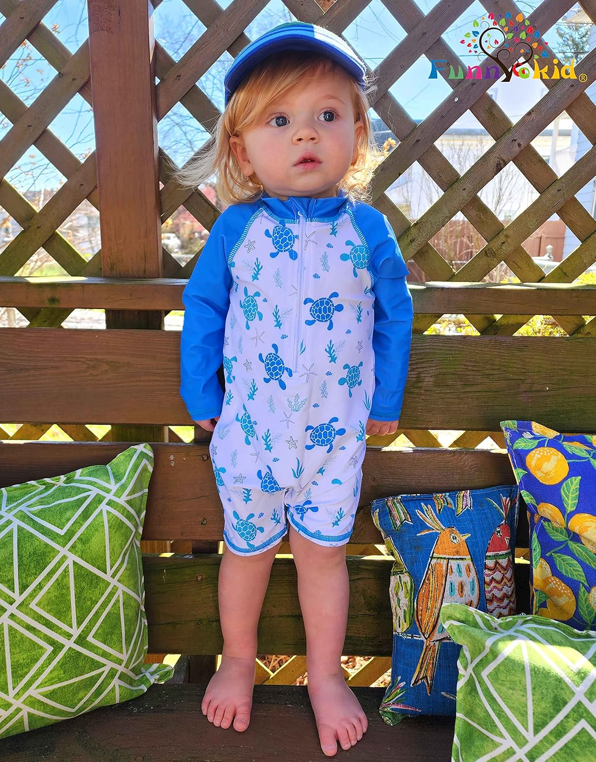 Funnycokid Baby Swimsuit Boy Toddler Bathing Suit Rash Guard UPF 50+ Swimwear 6 Months-4T