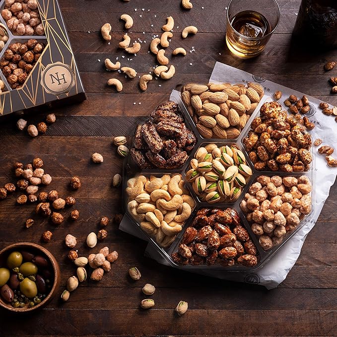 Thanksgiving Nuts Gift Basket - Assortment of Sweet & Roasted Salted Gourmet Nuts - Assorted Food Gift Box for Christmas, Holiday, Family, Sympathy, Men & Women.