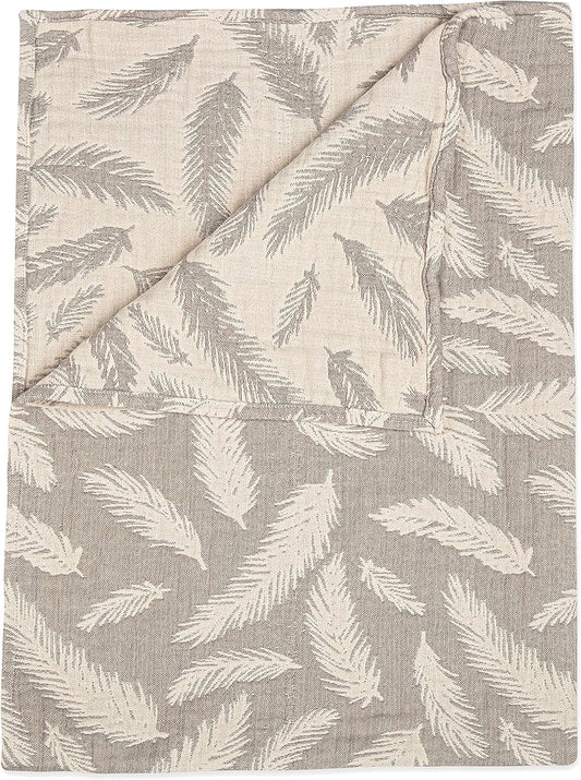 Crane Baby Blanket, Soft Cotton Jacquard Nursery and Stroller Blanket for Boys and Girls, Grey Feather, 30” x 40”